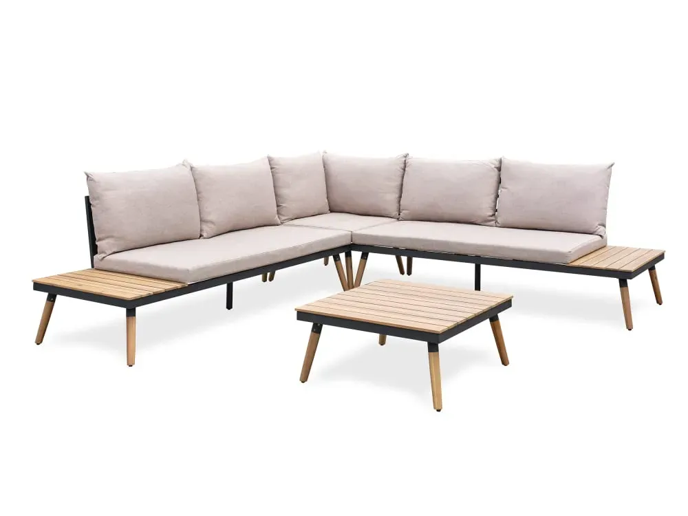 Salon de jardin d'angle 5 places - Acacia