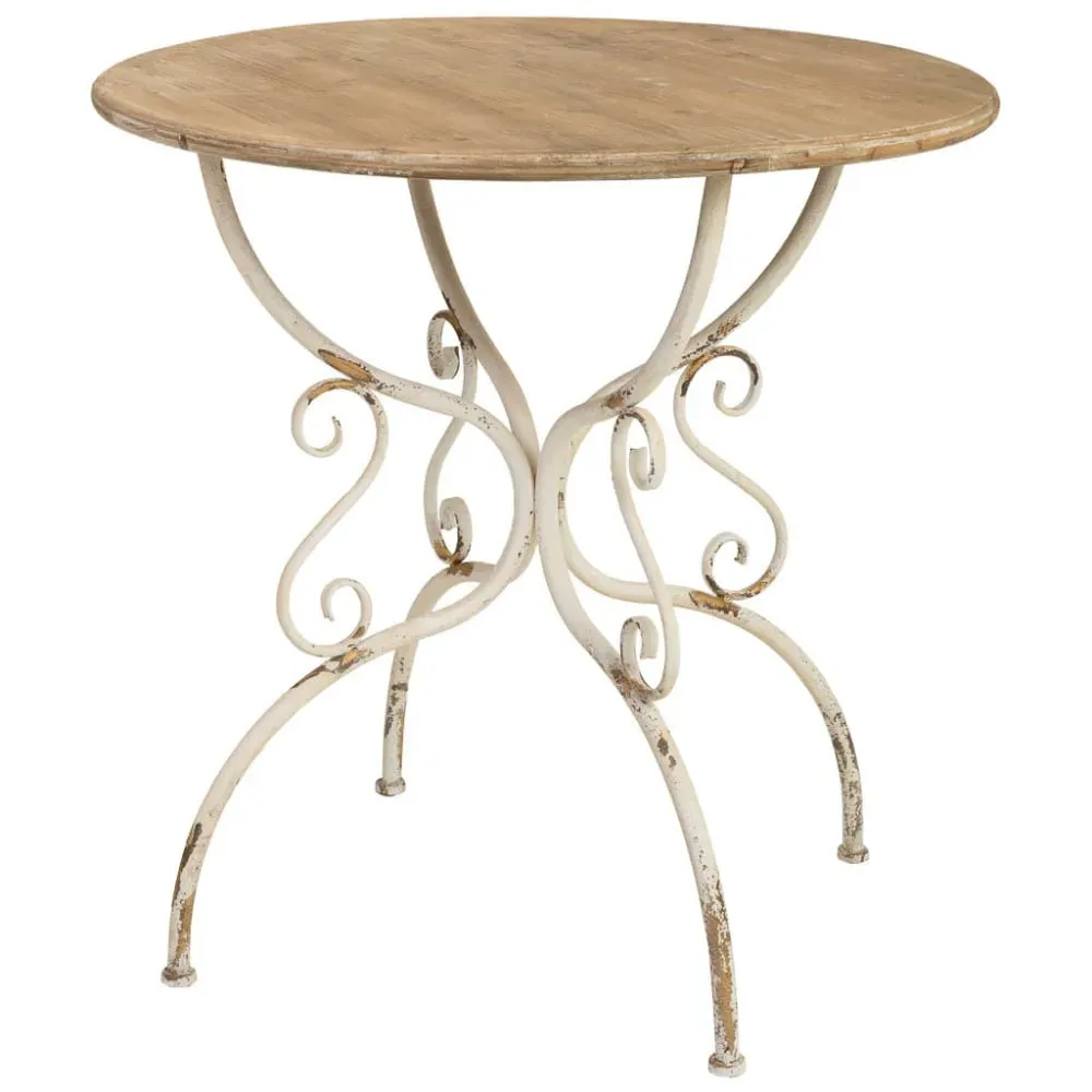 Table en bois et métal finition vieillie 79,5x79,5x80