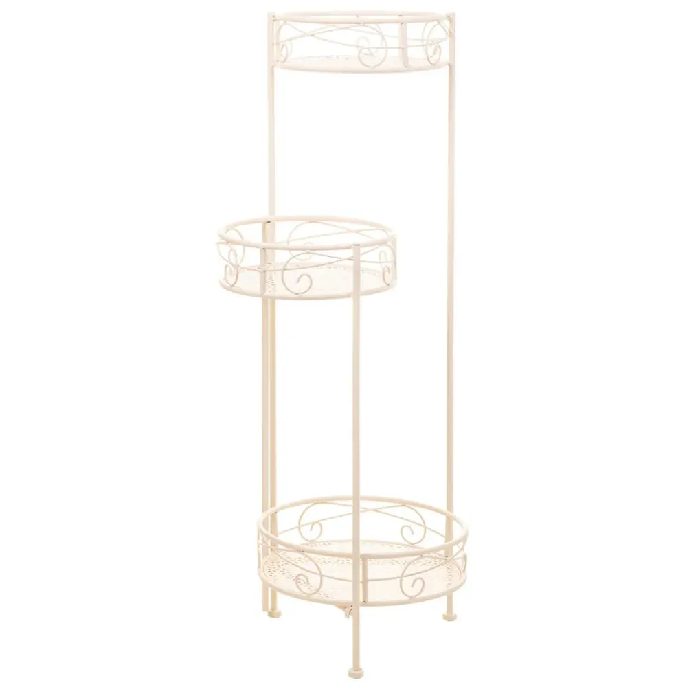 Support pour 3 pots en fer forgé blanc 30x25x90