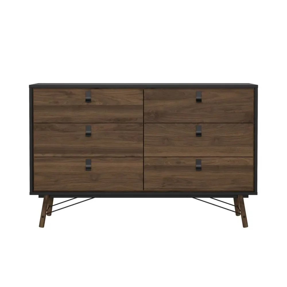 Commode avec piètement métallique L150,3 cm - Effet Noyer et Noir