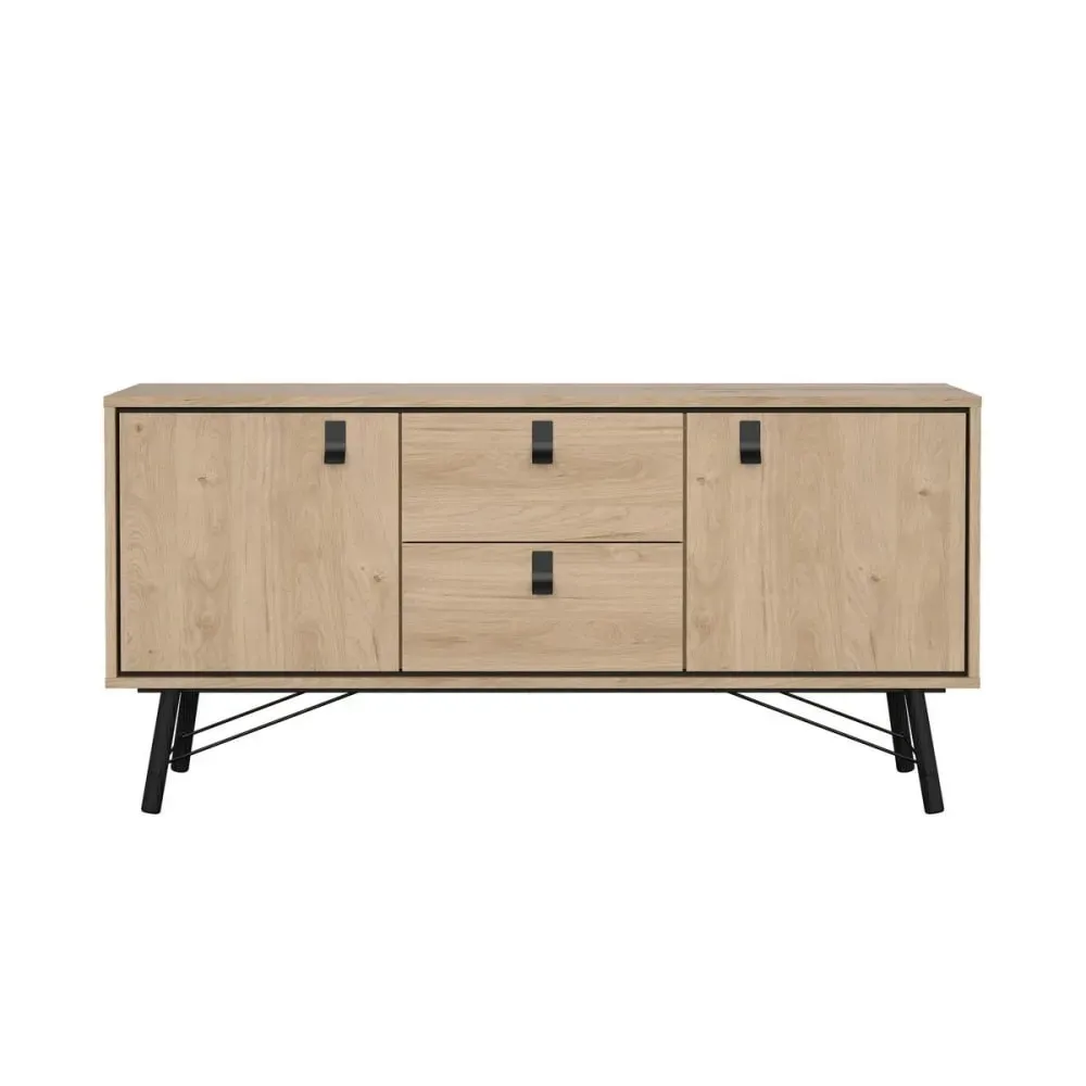 Buffet 2 portes et pied en métal L150,3 cm - Effet Bois clair