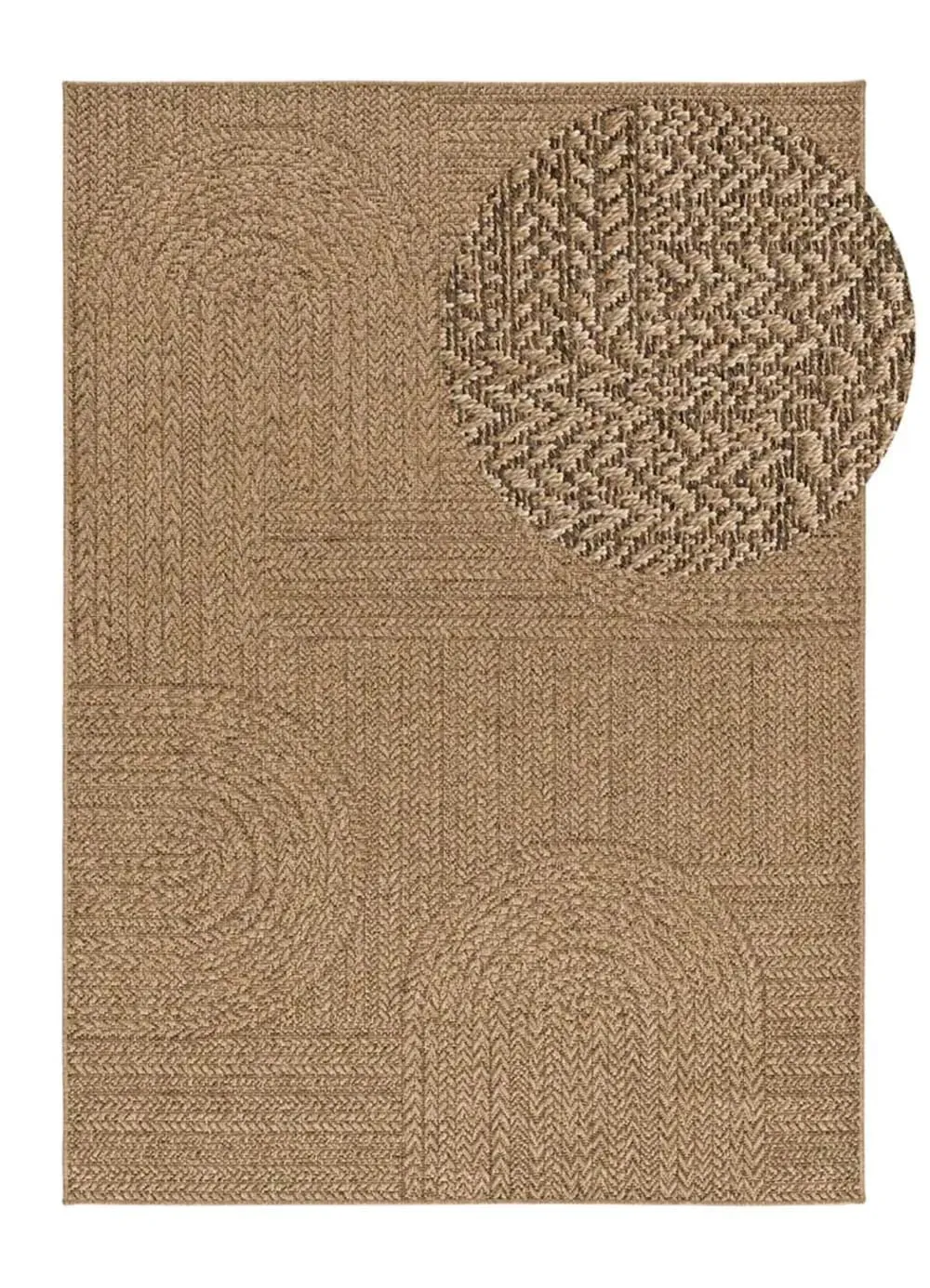 Tapis d'extérieur effet jute marron clair 200x290 cm