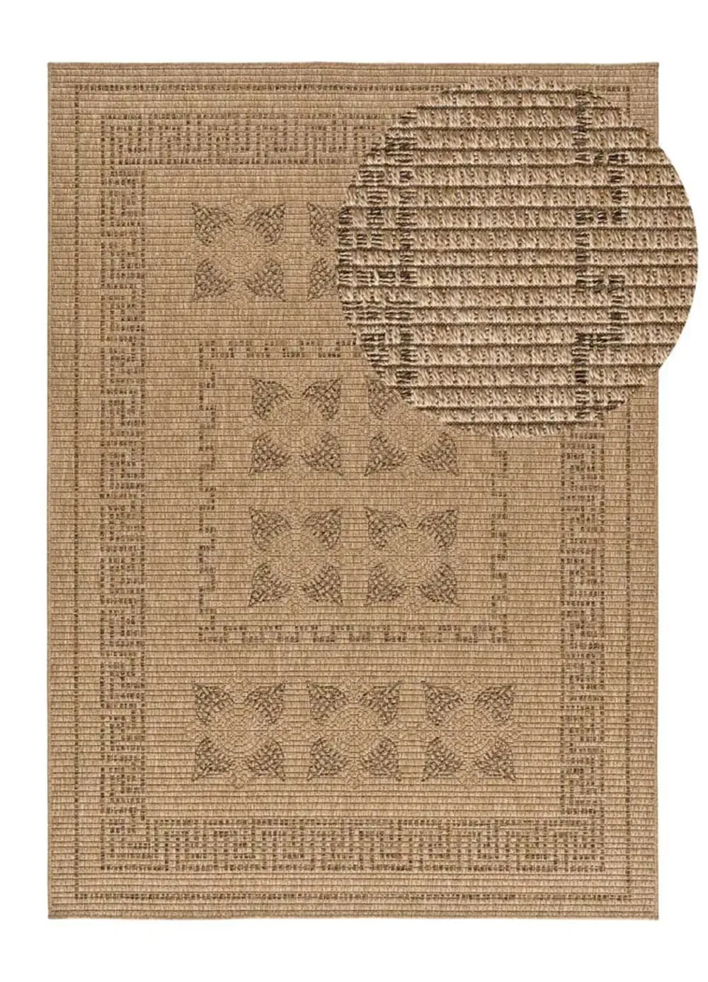 Tapis d'extérieur effet jute marron clair 160x230 cm