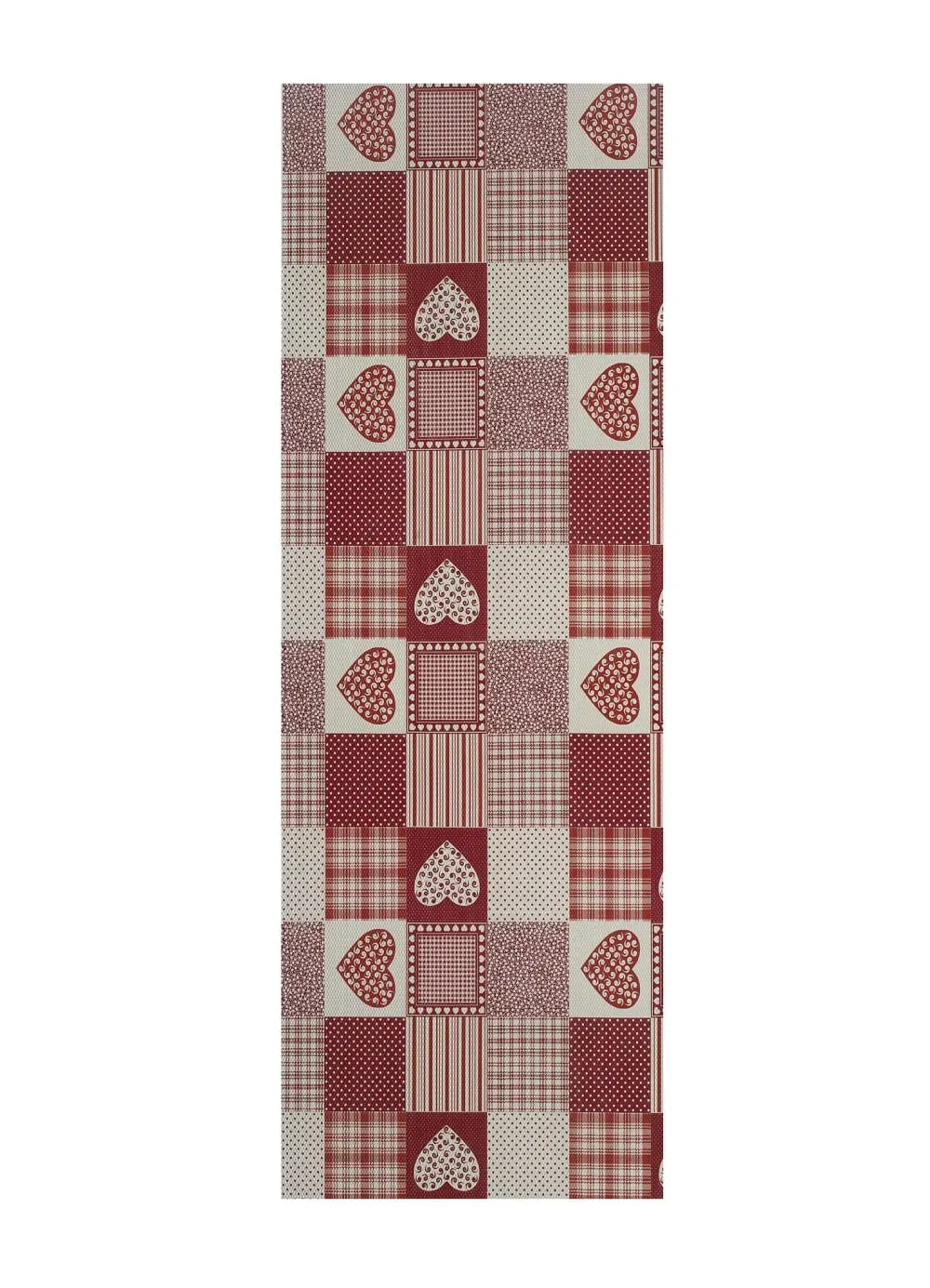 Tapis de cuisine lavable patchwork rouge 48x200 cm