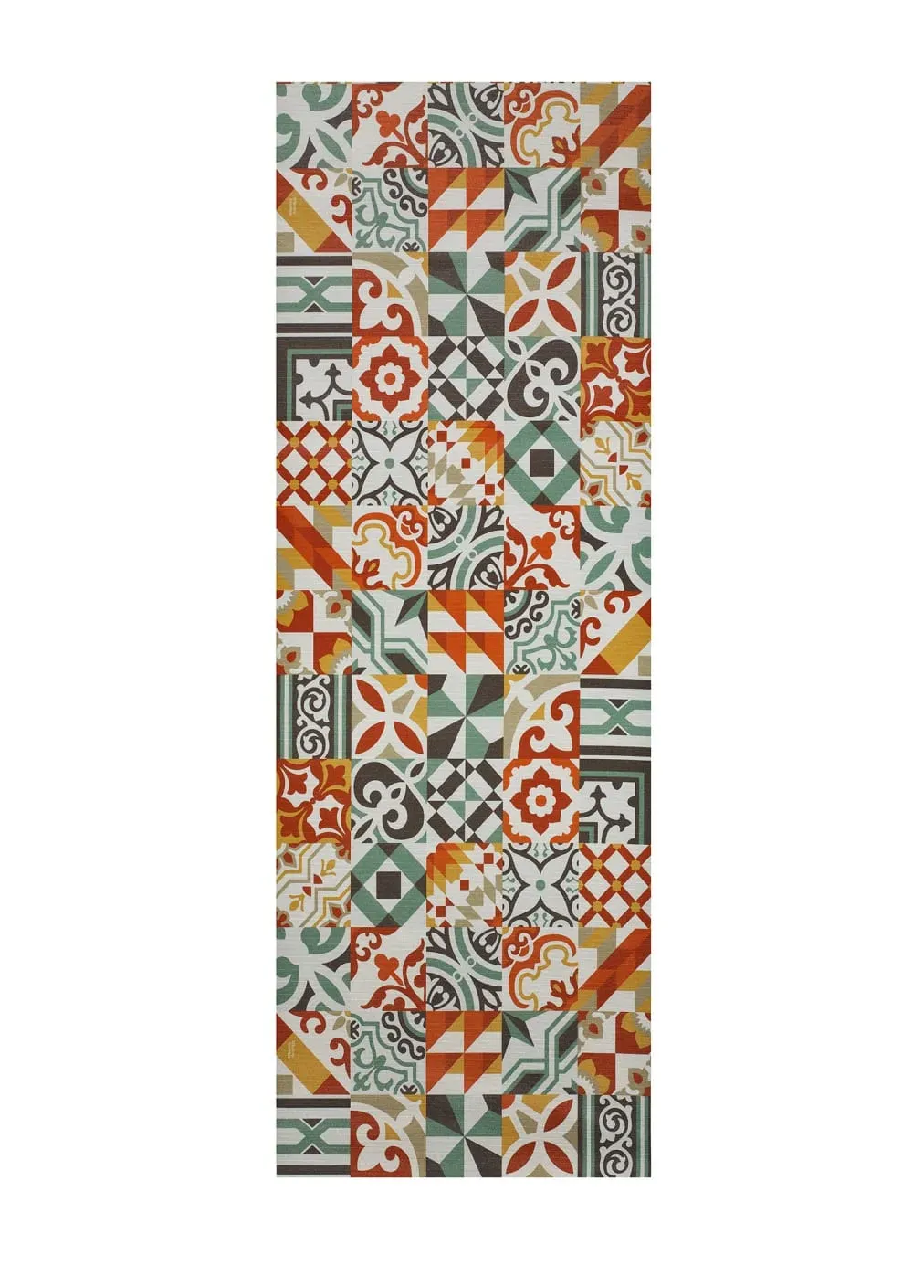 Tapis de cuisine lavable carreaux ciment multicolore 52x100 cm