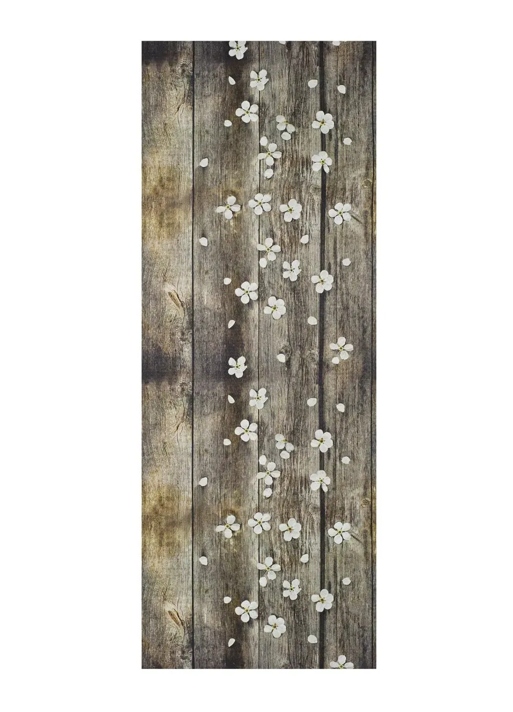Tapis de cuisine lavable fleurs marron 52x200 cm