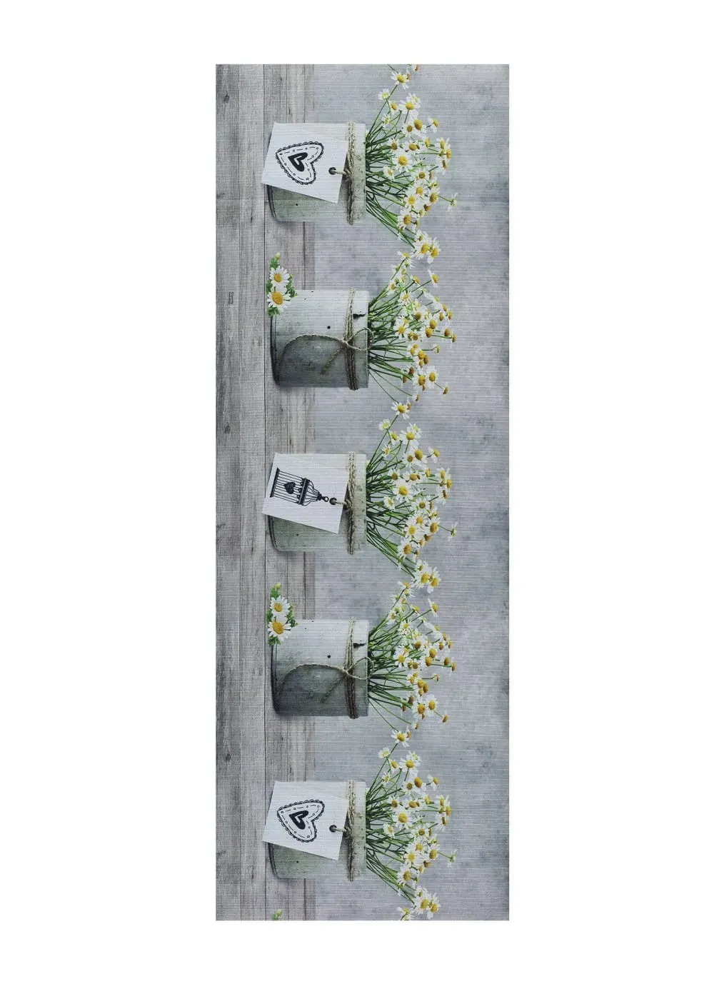 Tapis de cuisine lavable fleurs gris/vert/jaune 52x100 cm