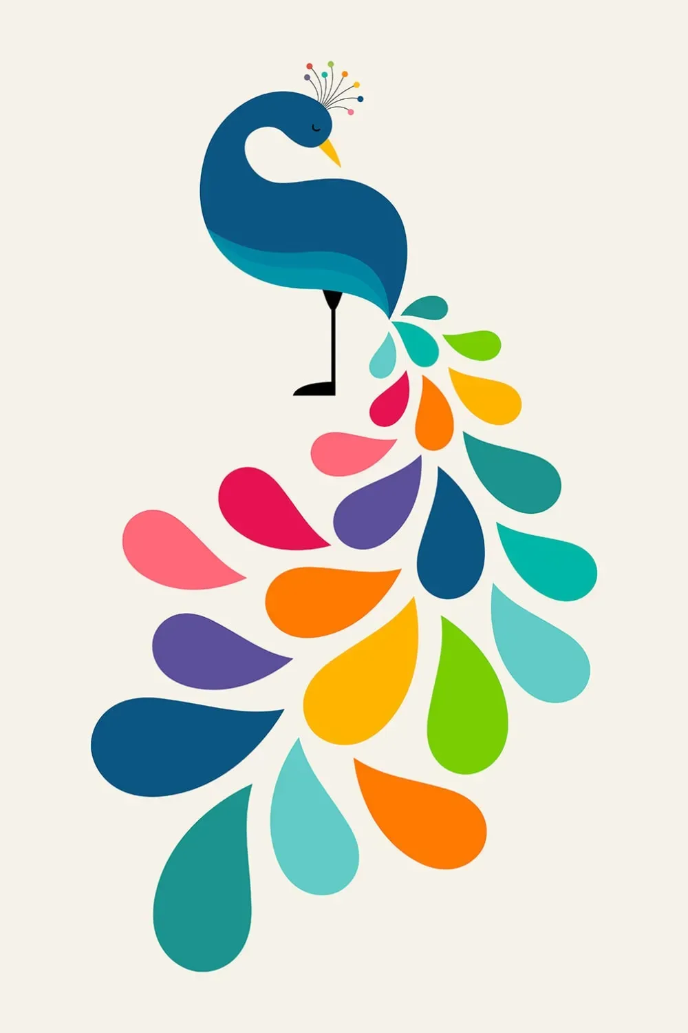 Tableau paon coloré imprimé sur toile 40x60 cm