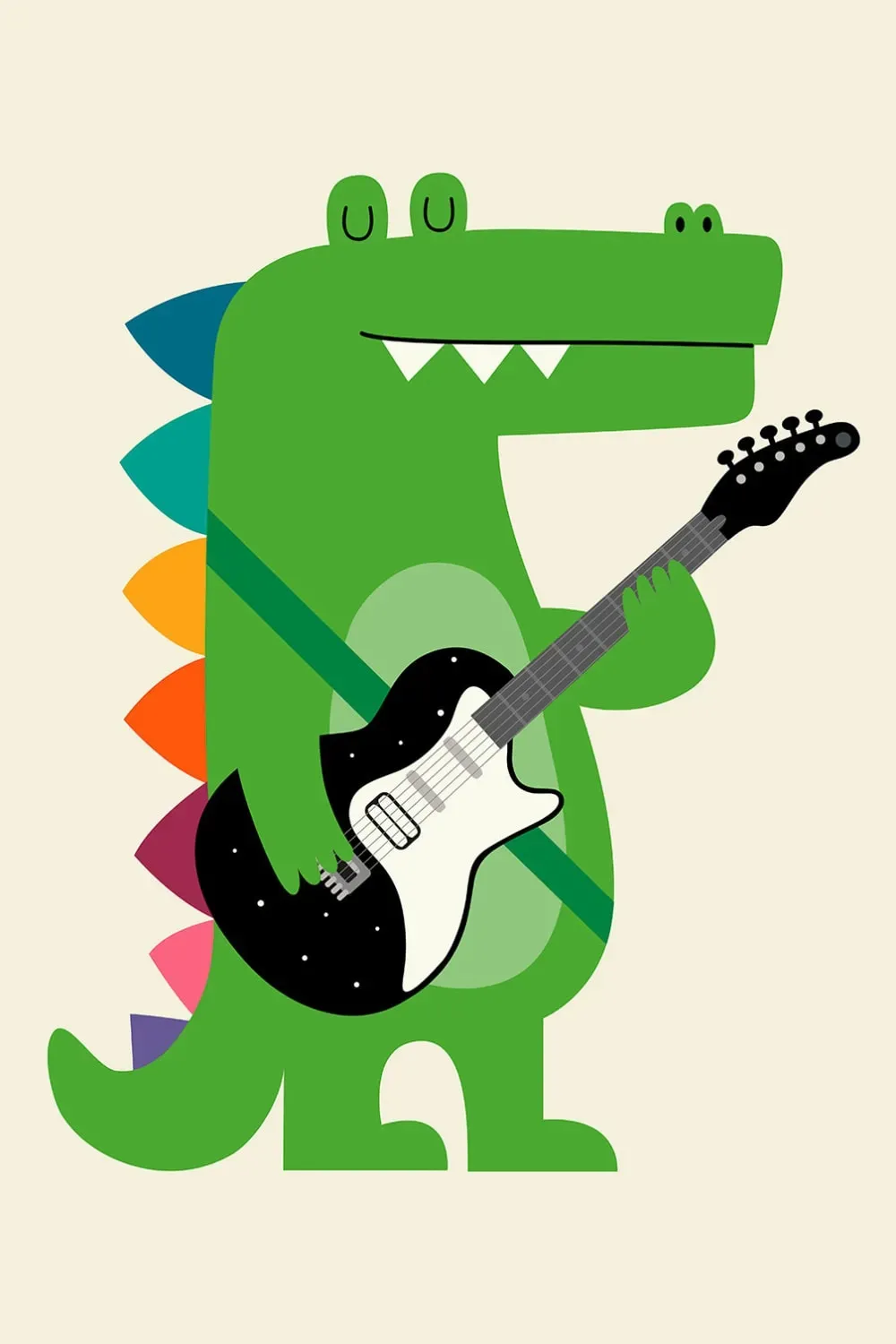 Tableau enfant rock croco imprimé sur toile 40x60 cm