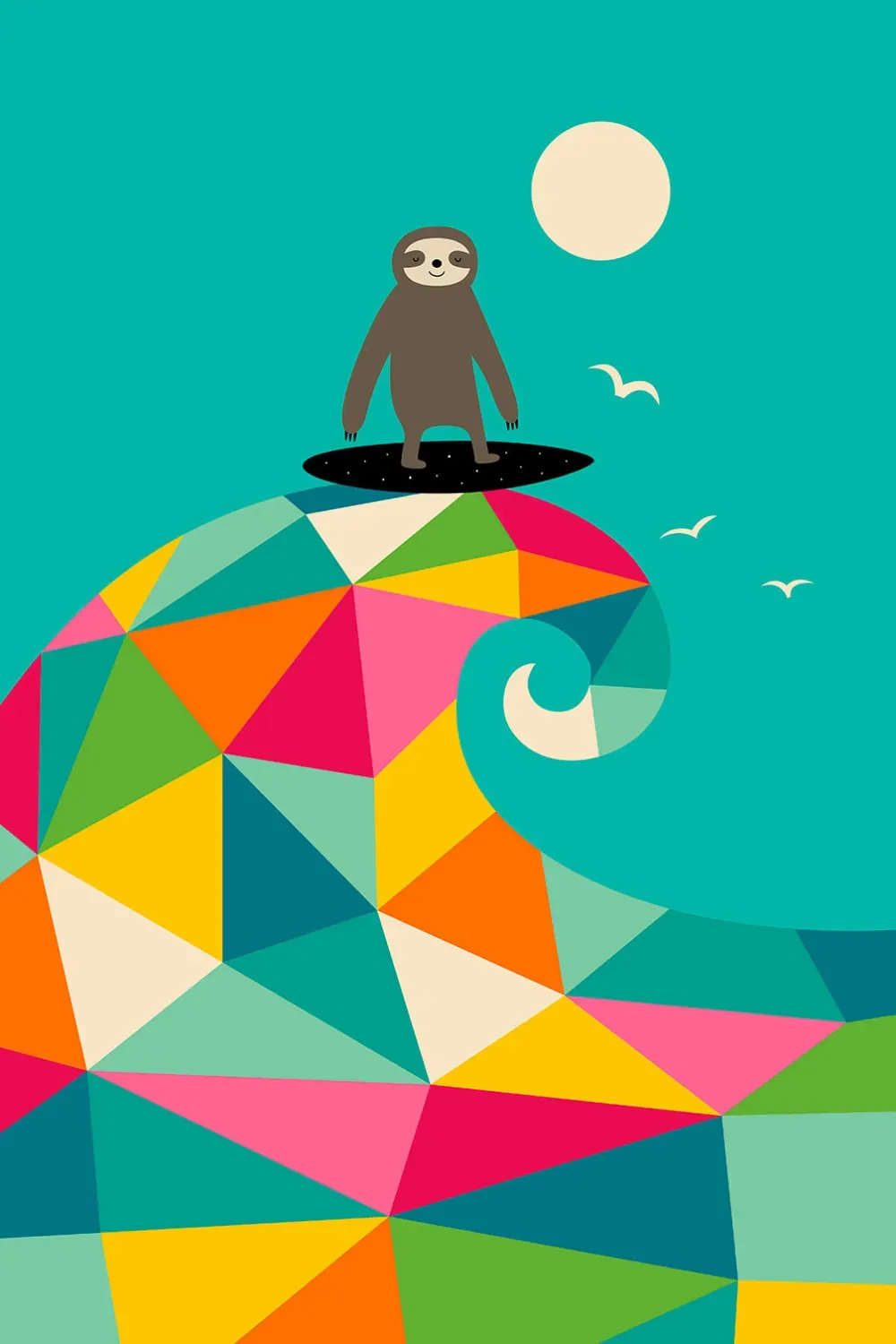 Tableau enfant surf session colorée imprimé sur toile 40x60 cm