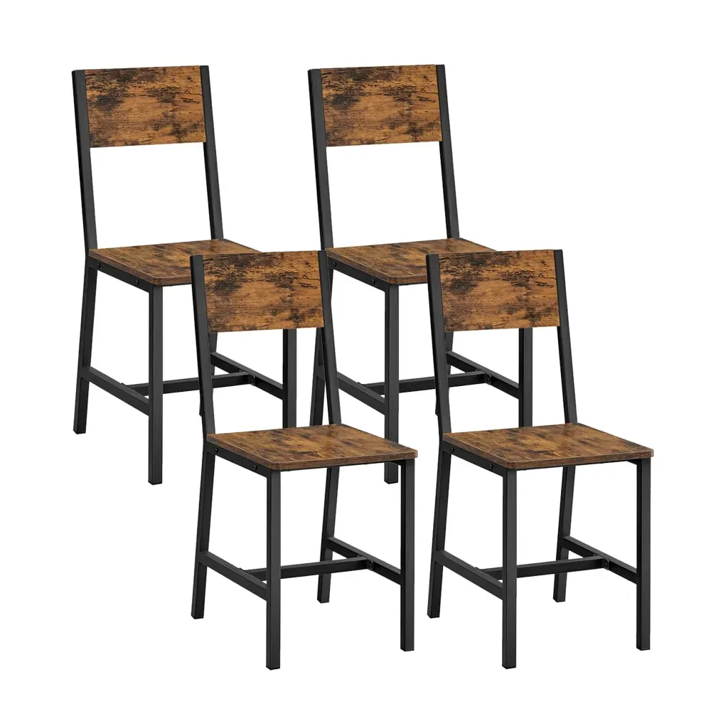 Chaise salle à manger lot de 4 style industriel marron et noir