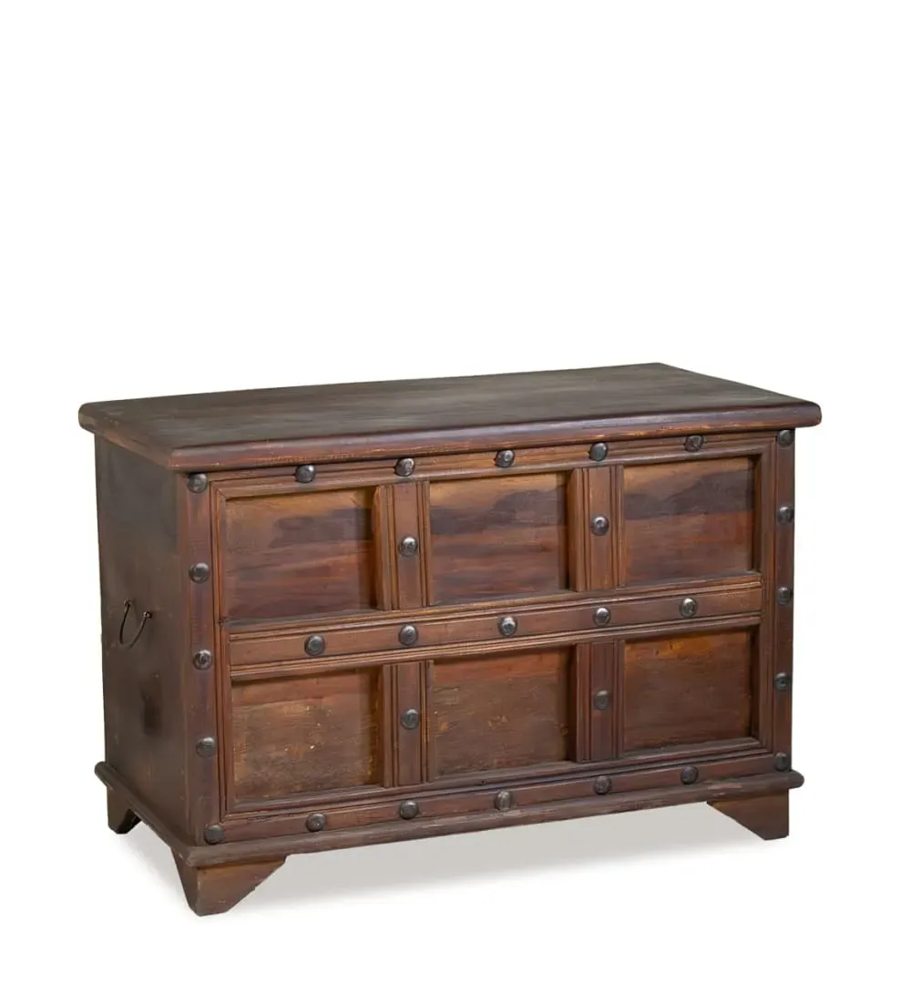 Coffre en bois recyclé et métal marron L 89 cm