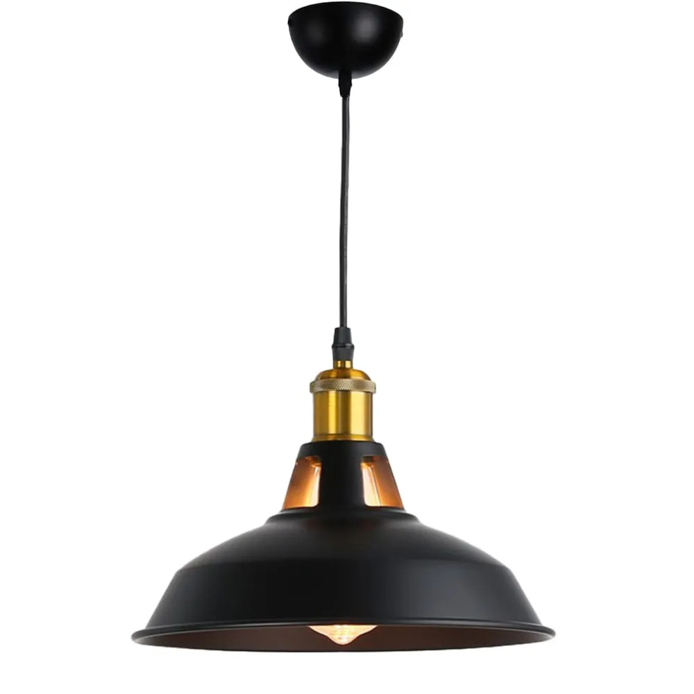 Plafonnier rétro industriel métal noir  E27 Ø27 cm