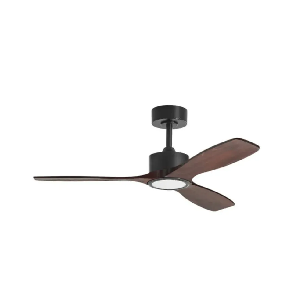 Ventilateur plafond lumineux noir et bois foncé