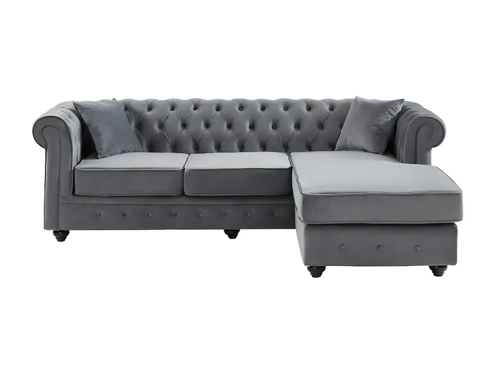 Canapé d'angle velours 4 places gris anthracite