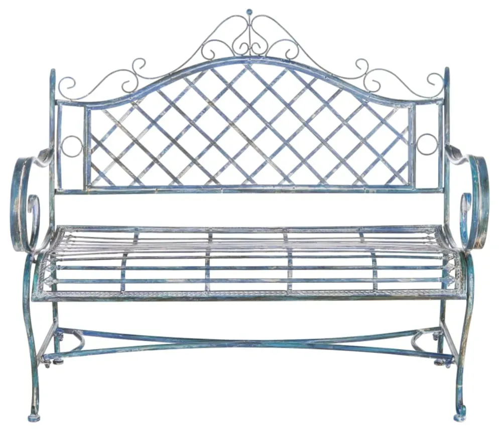 Banc en fer bleu