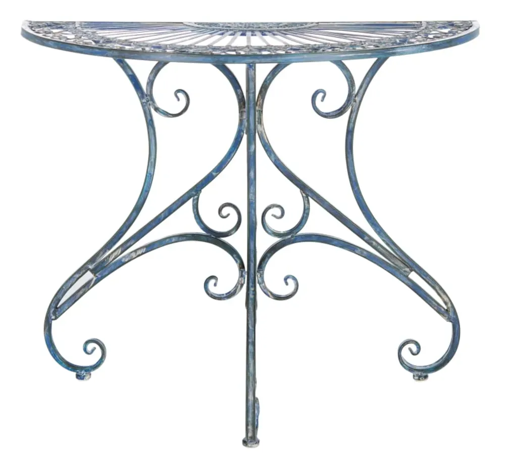 Table d'appoint pour l'extérieur en fer bleu