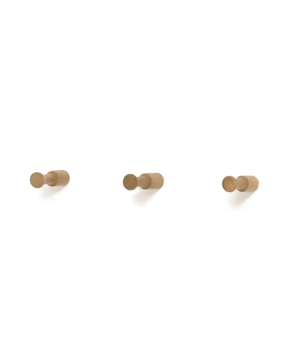 Lot de 3 patères en bois naturel