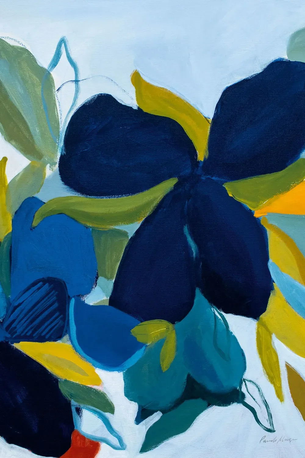 Tableau fleurs bleues imprimé sur toile 60x90 cm