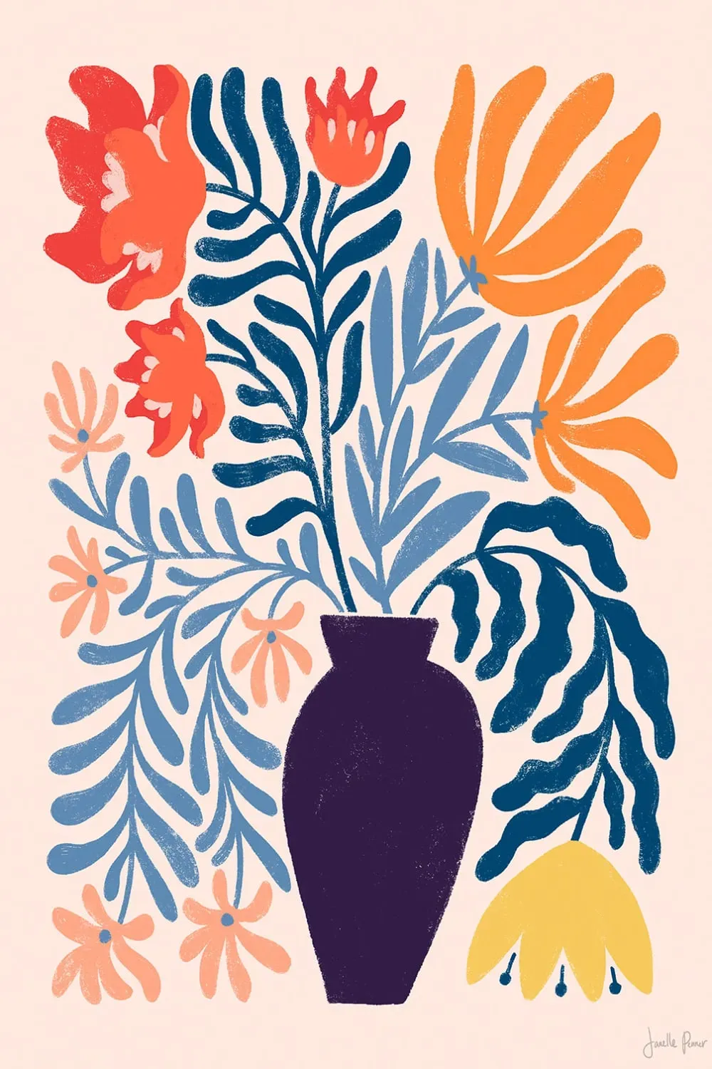 Tableau bouquet d'été imprimé sur toile 60x90 cm