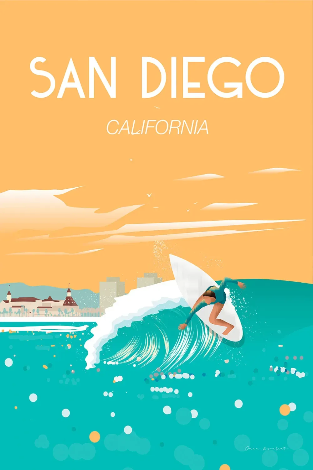 Tableau voyage San Diego California imprimé sur toile 60x90 cm