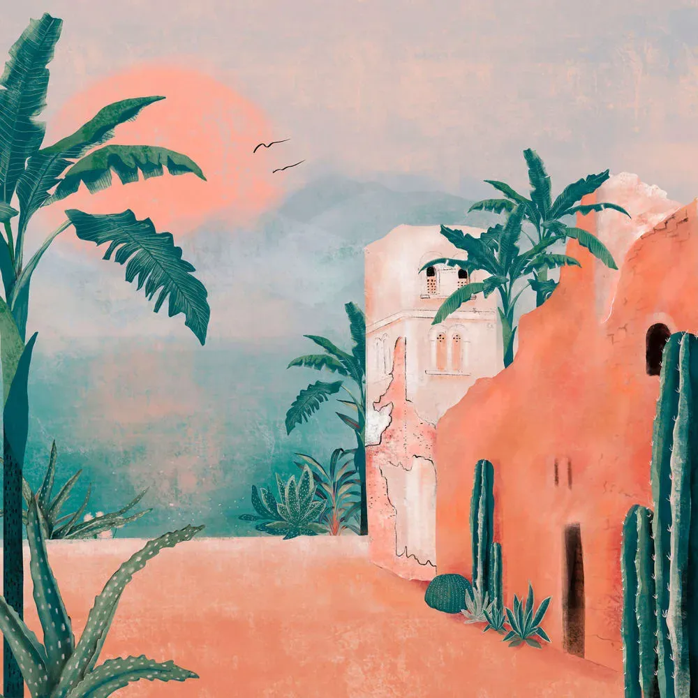 Tableau illustration ambiance la mamounia imprimé sur toile 80x80 cm