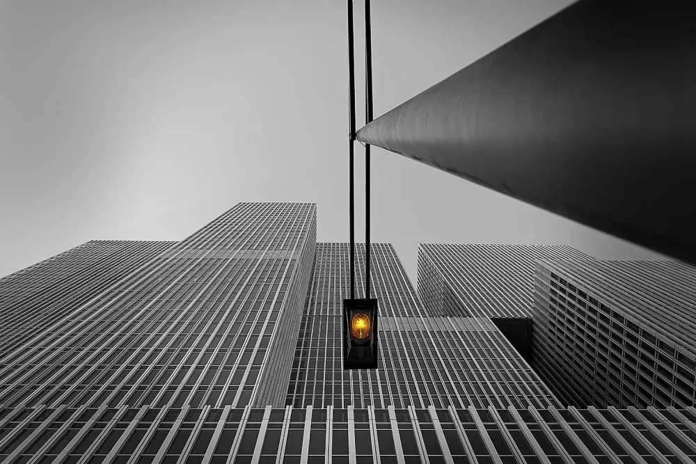 Tableau déco ville feu jaune imprimé sur toile 90x60 cm