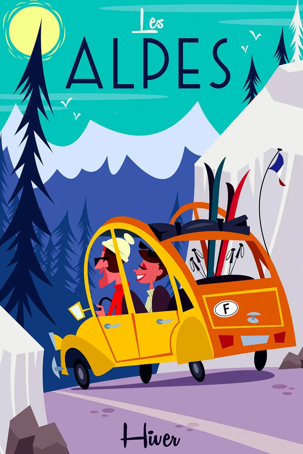 Tableau  sur la route des Alpes imprimé sur toile 40x60 cm