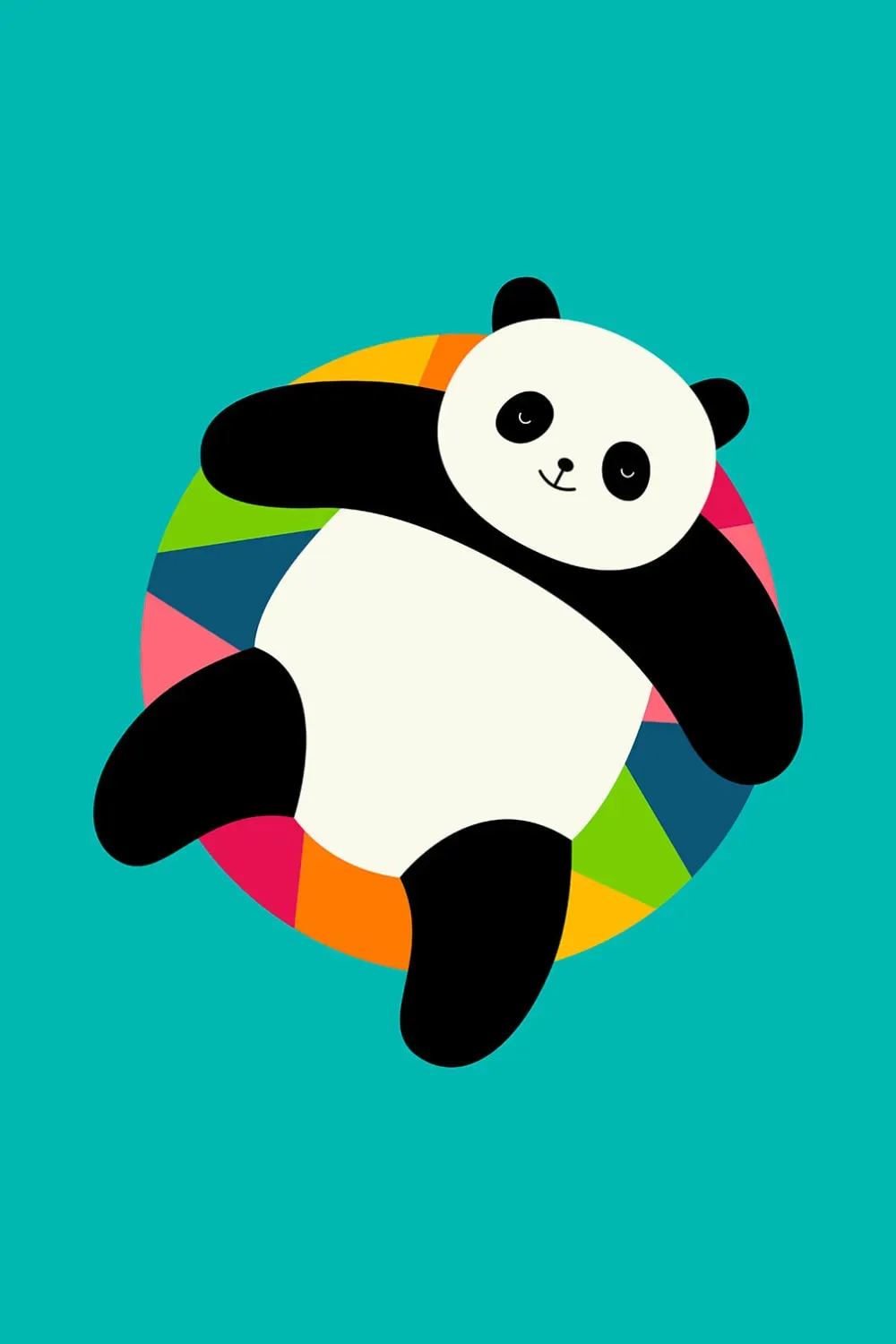 Tableau enfant panda à la piscine imprimé sur toile 40x60 cm