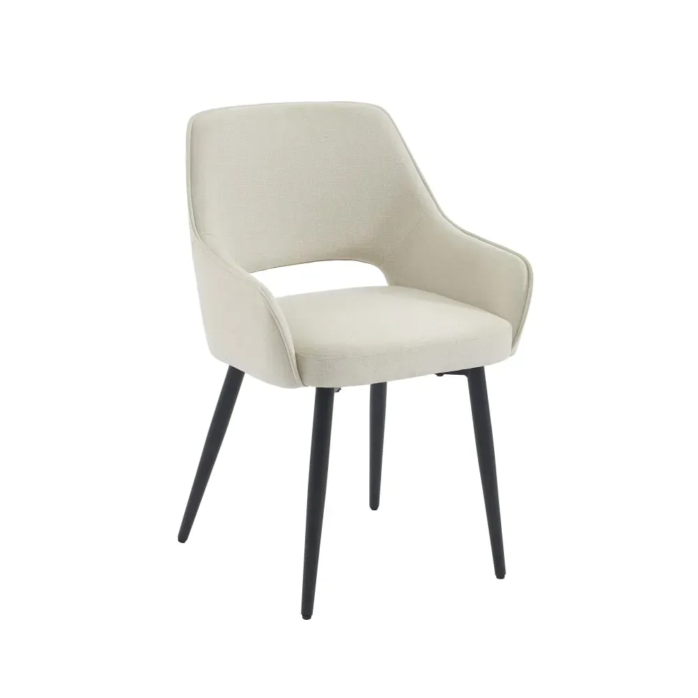 Lot de 2 fauteuils  tissu beige pieds métal noir