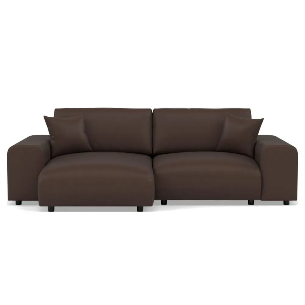 Canapé d'angle réversible 4 places en simili marron