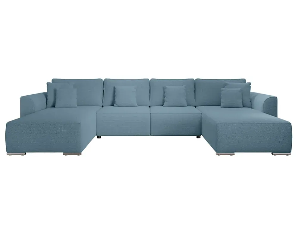 Canapé panoramique 7 places En U en Tissu texturé Bleu