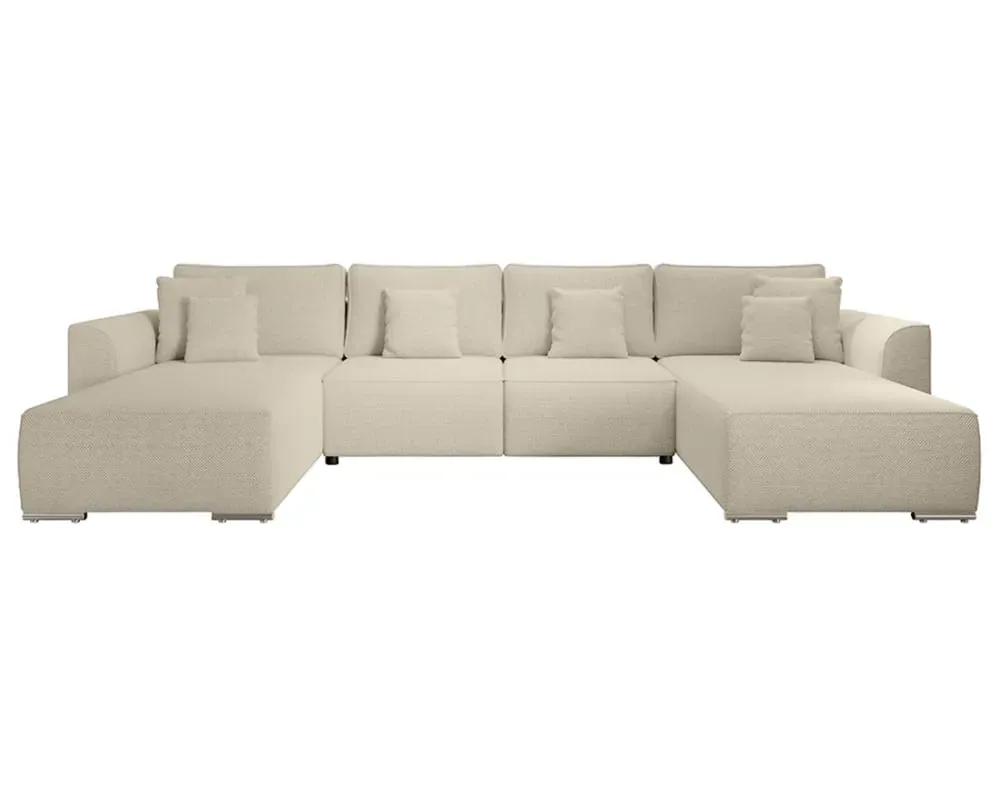 Canapé panoramique 7 places En U en Tissu texturé Beige