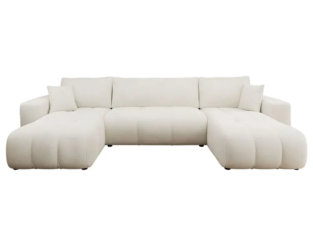 Canapé panoramique 7 places En U en Tissu Beige