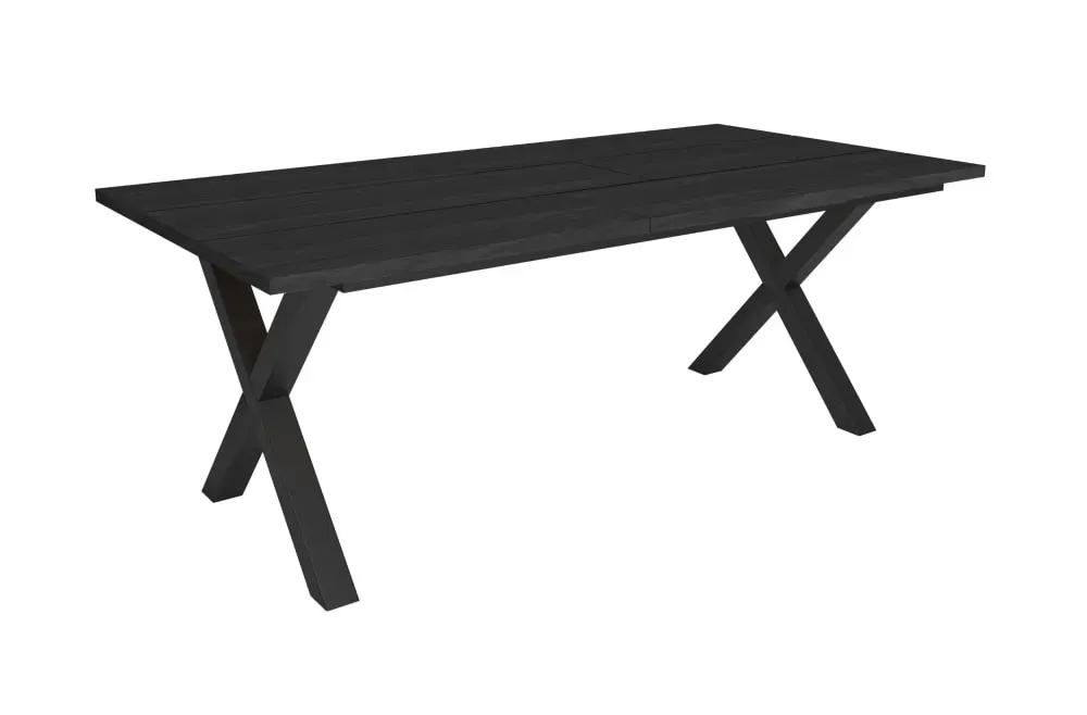 Table à manger effet bois noir 194x90x74cm