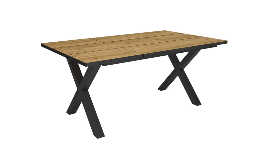 Table à manger effet bois de chêne et noir 167x90x74cm