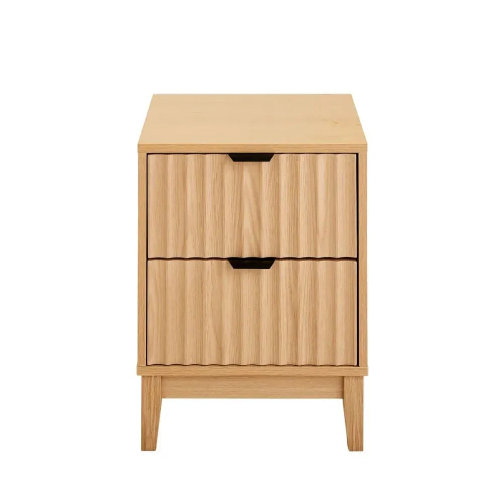 Table de chevet 2 tiroirs H52 cm - effet bois clair