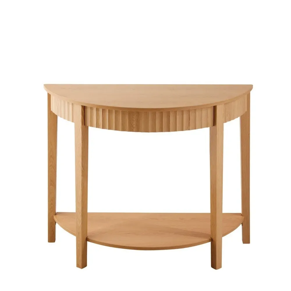 Console arrondie 2 niveaux H76 cm - Effet Bois clair