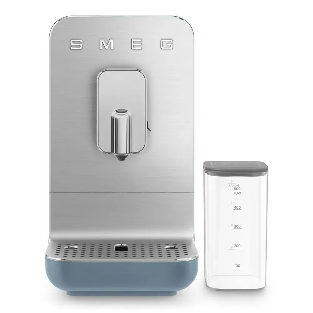 Expresso broyeur compact bleu orage + carafe à lait Smeg