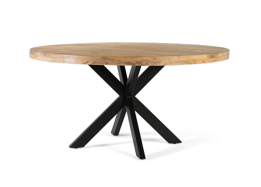 Table à manger ronde en bois de manguier, diamètre 150 cm