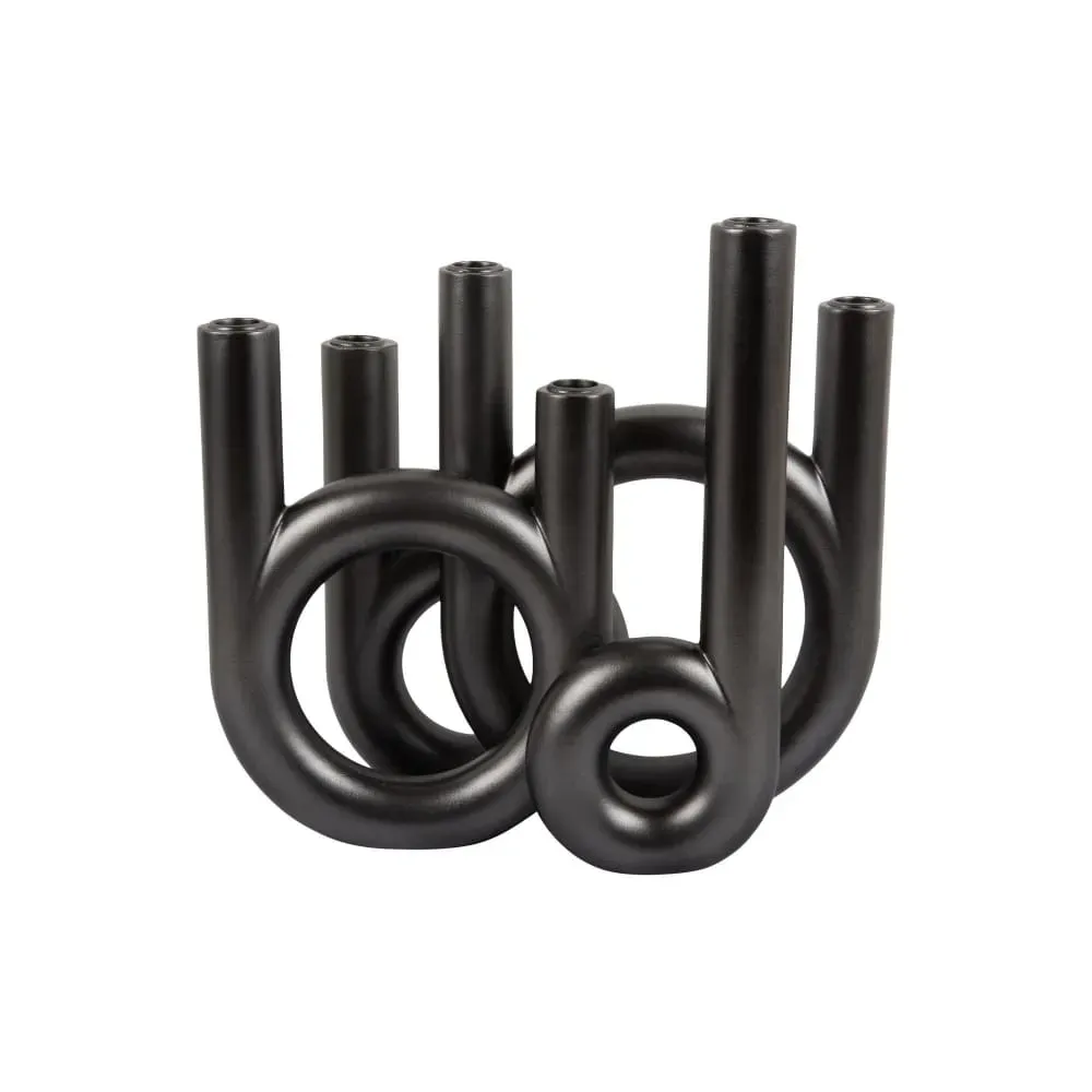 Bougeoir polyrésine gris 35x13.5x32.5cm