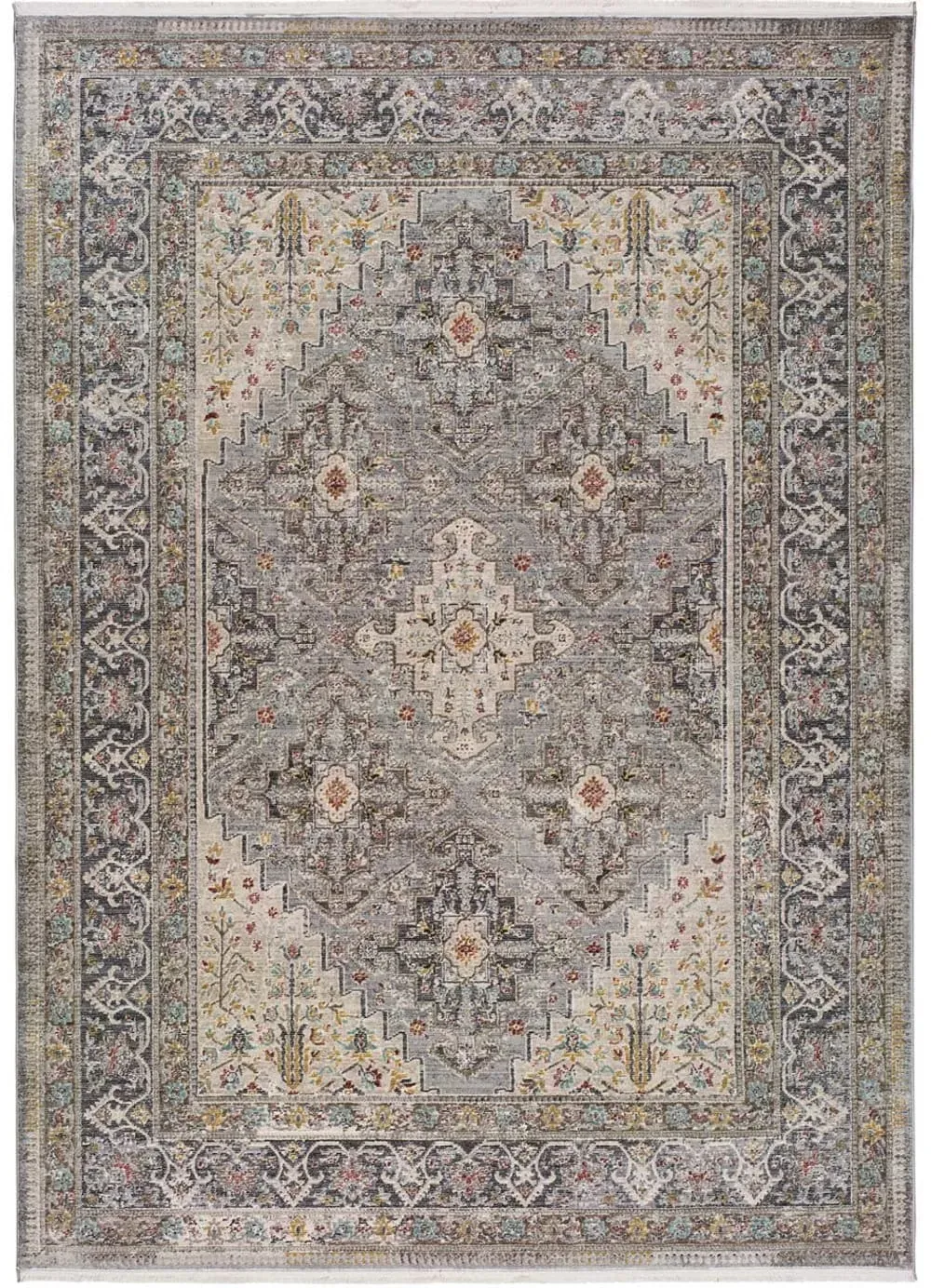 Tapis vintage oriental gris/beige 200x290 cm