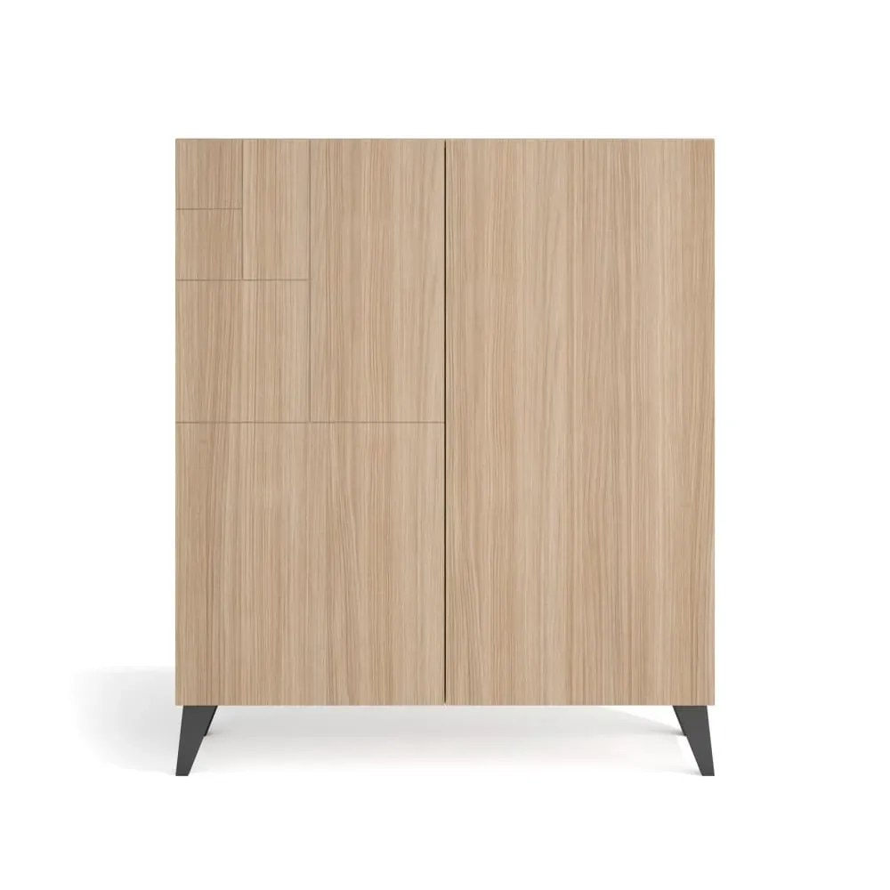 Meuble à chaussures en mélamine noyer clair pieds graphite 109x90x27cm