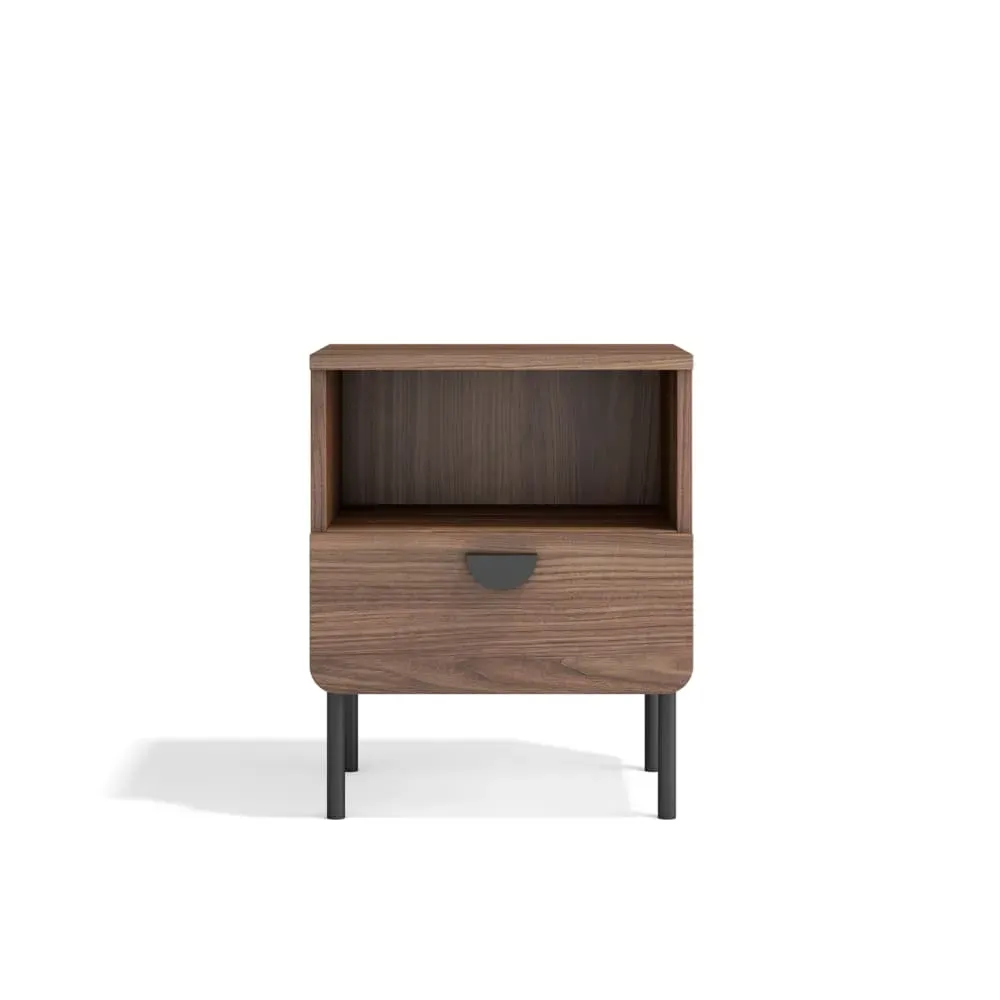 Table de chevet 1 tiroir noyer 55×40×34 cm