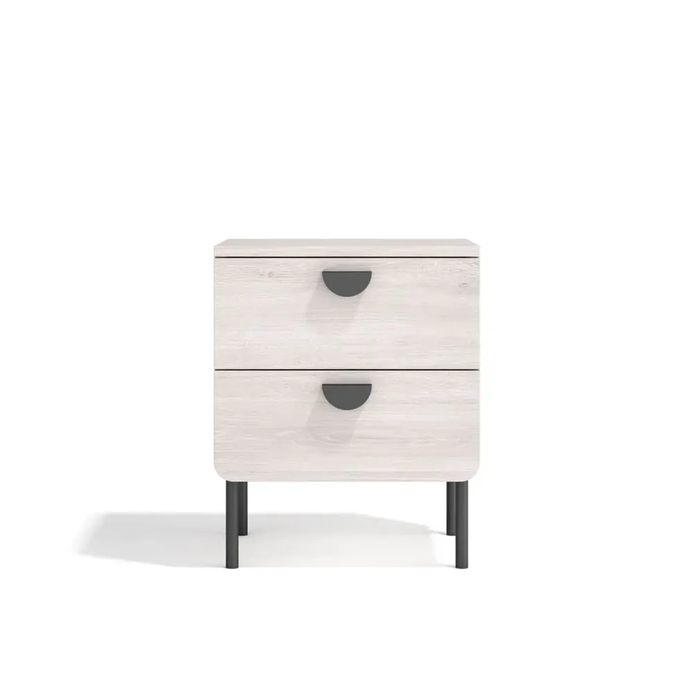Table de chevet 2 tiroirs blanc 55×40×34 cm
