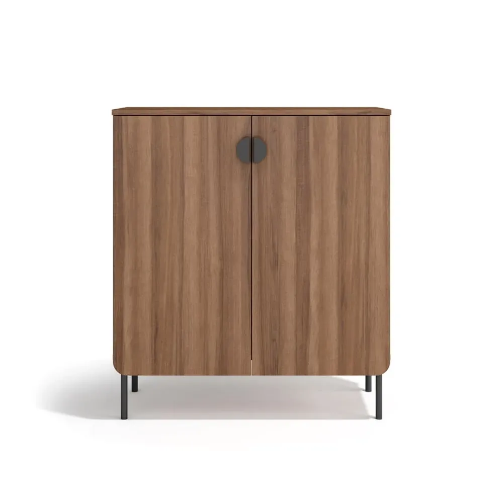 Meuble de rangement à chaussures noyer 90×80×34 cm