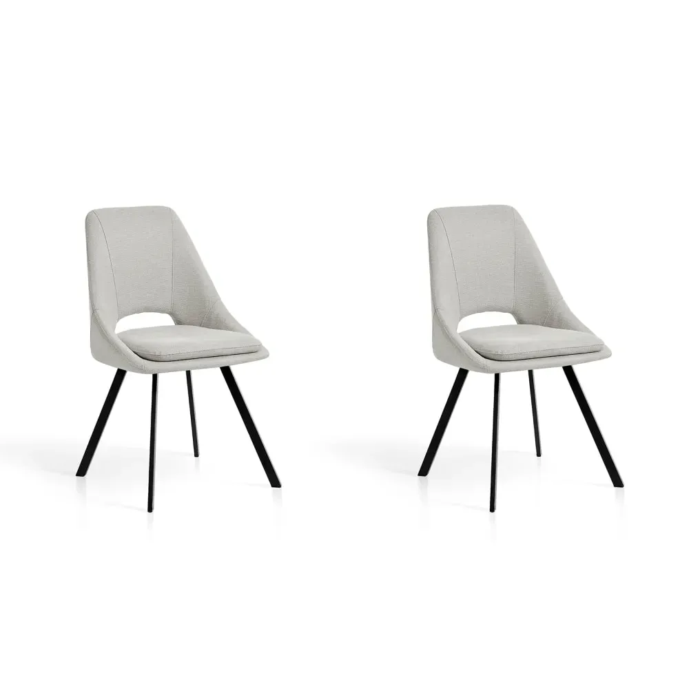 Lot de 2 chaises en tissu et métal beige 85×48×57 cm