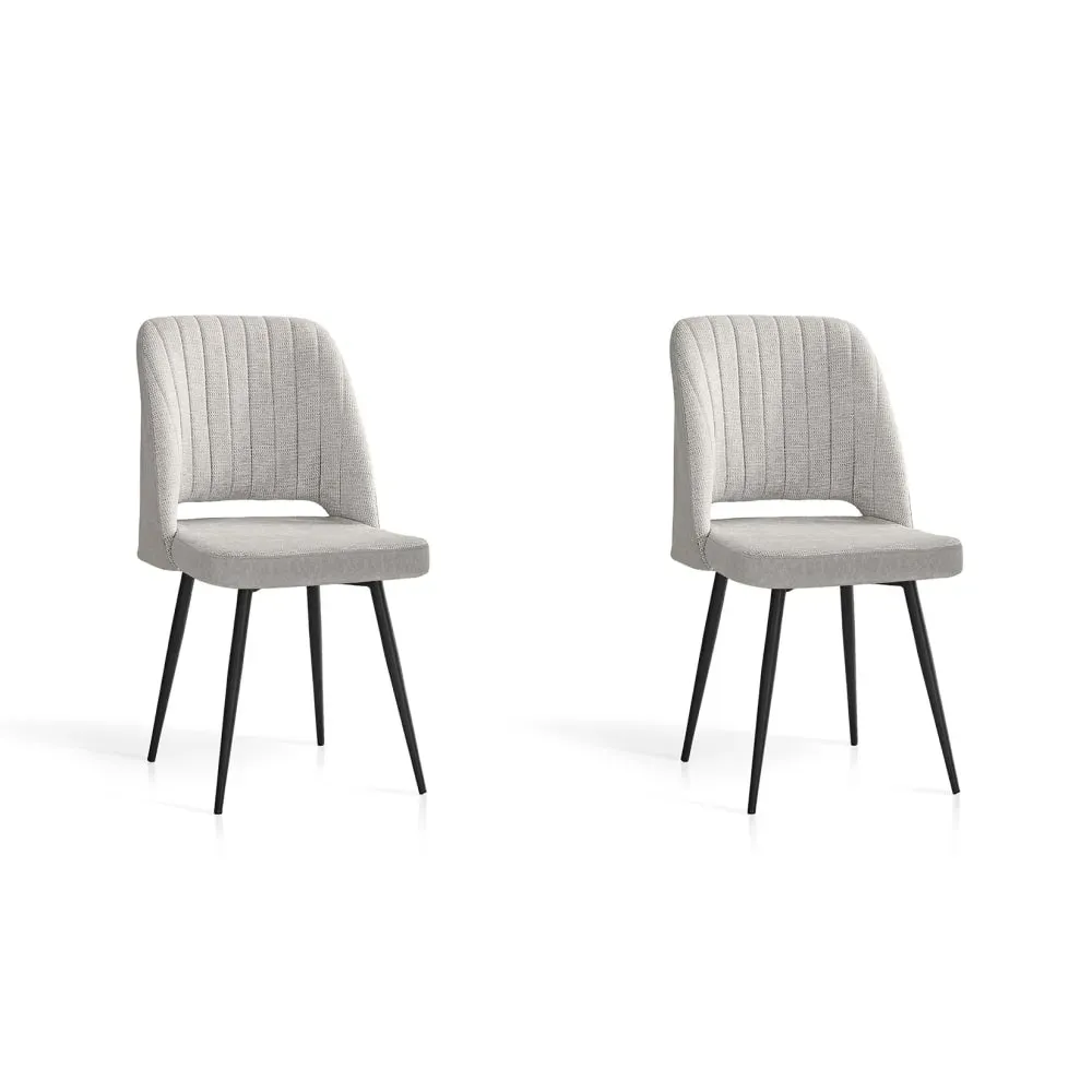 Lot de 2 chaises en tissu et métal gris 88×50×60 cm