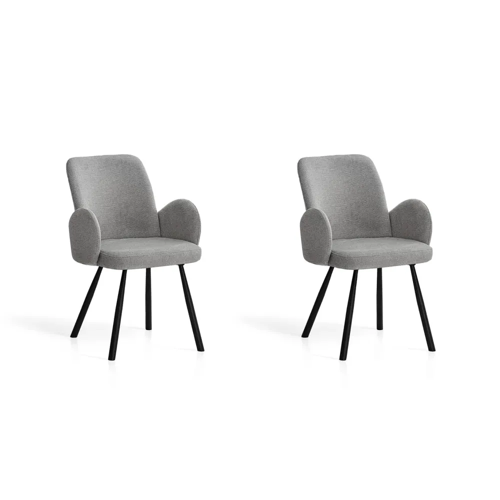 Lot de 2 chaises en tissu et métal gris 87×56×57 cm