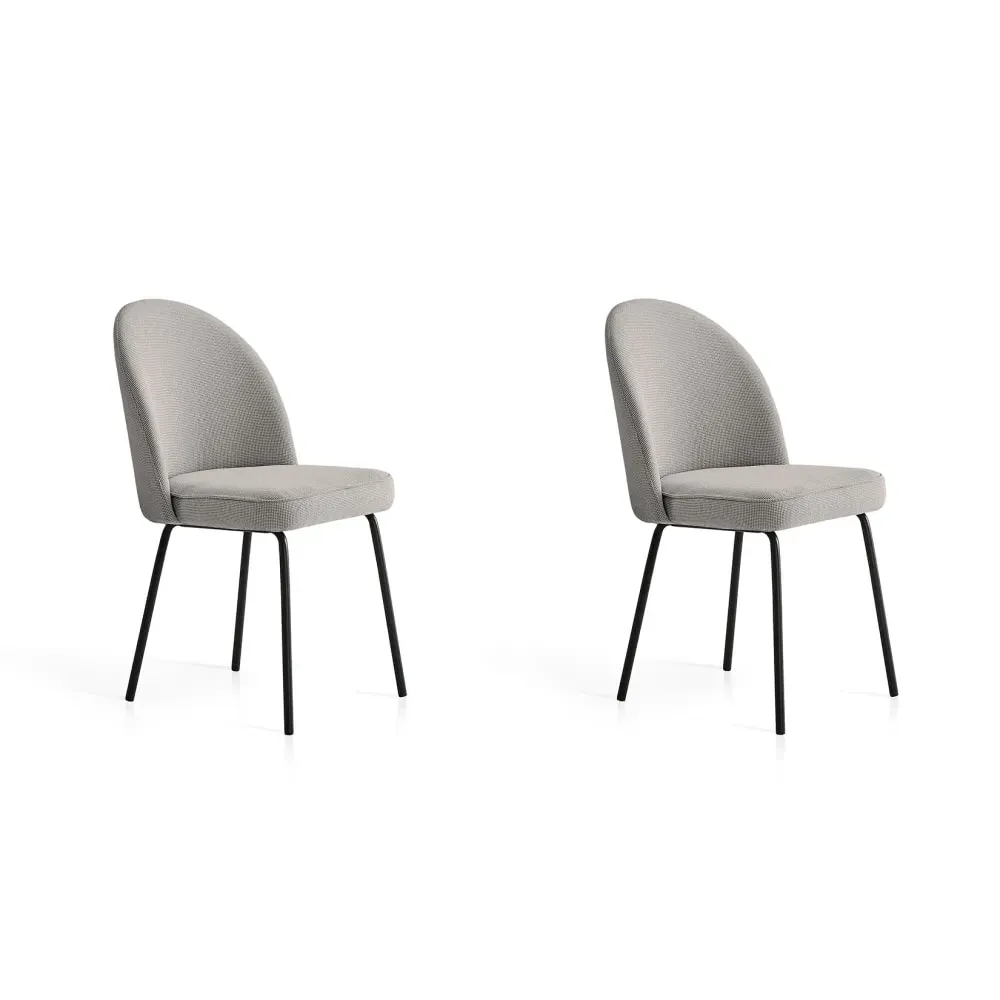 Lot de 2 chaises en tissu et métal gris 86×50×54 cm